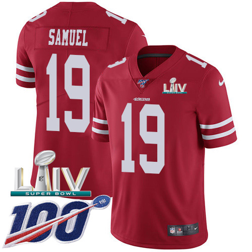San Francisco 49ers Nike 19 Deebo Samuel Red Super Bowl LIV 2020 Team Color Youth Stitched NFL 100th Season Vapor Limited Jersey